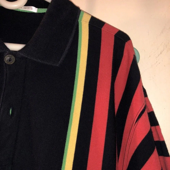 Vintage Polo Perry Ellis Rugby Shirt Mens Oversized Striped Y2K Size L - Picture 3 of 4